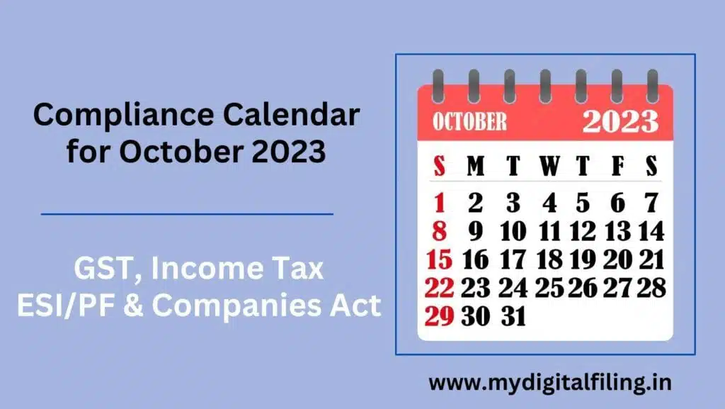 October 2023 Compliance Calendar