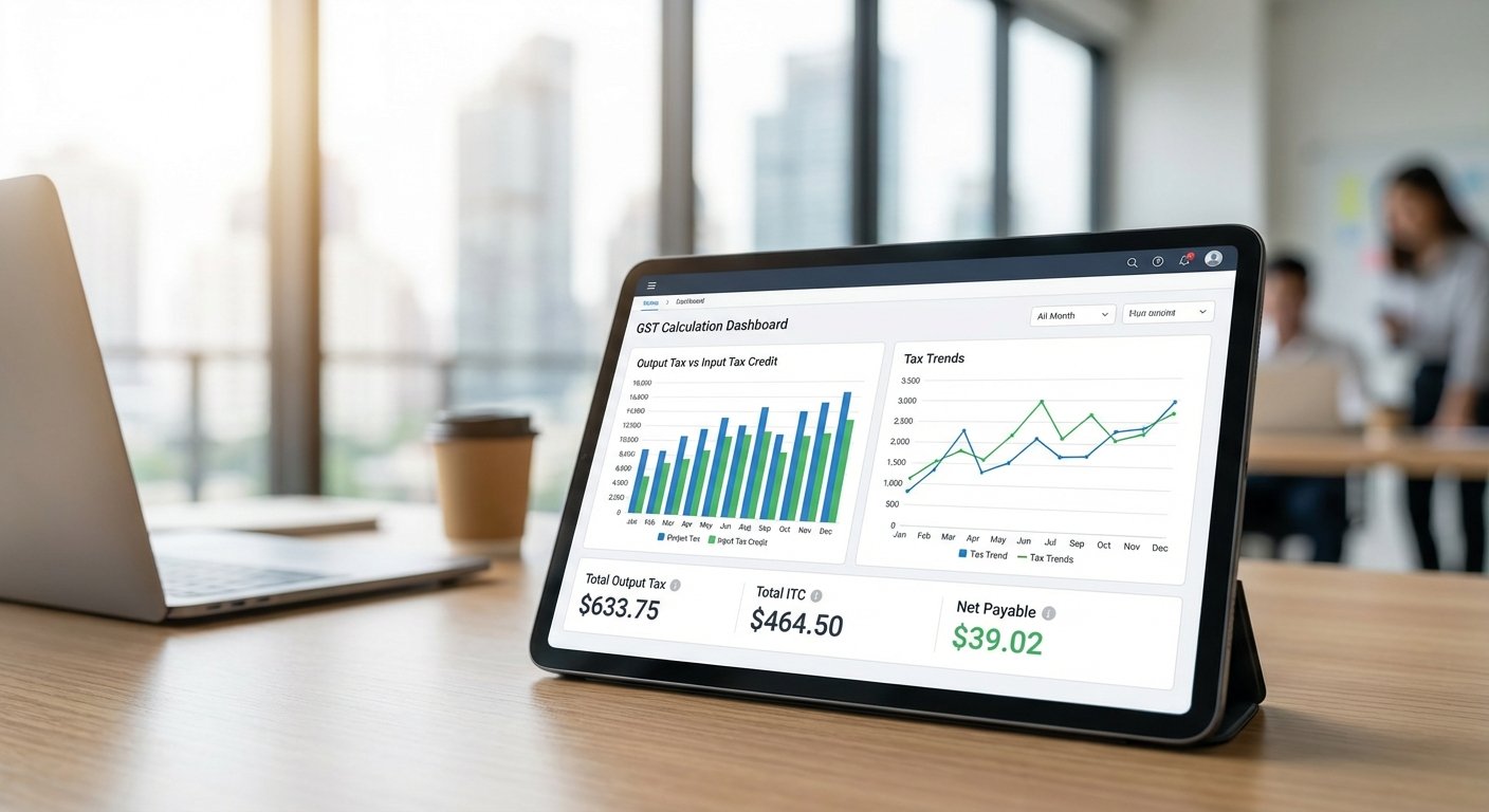 Digital GST liability calculation dashboard