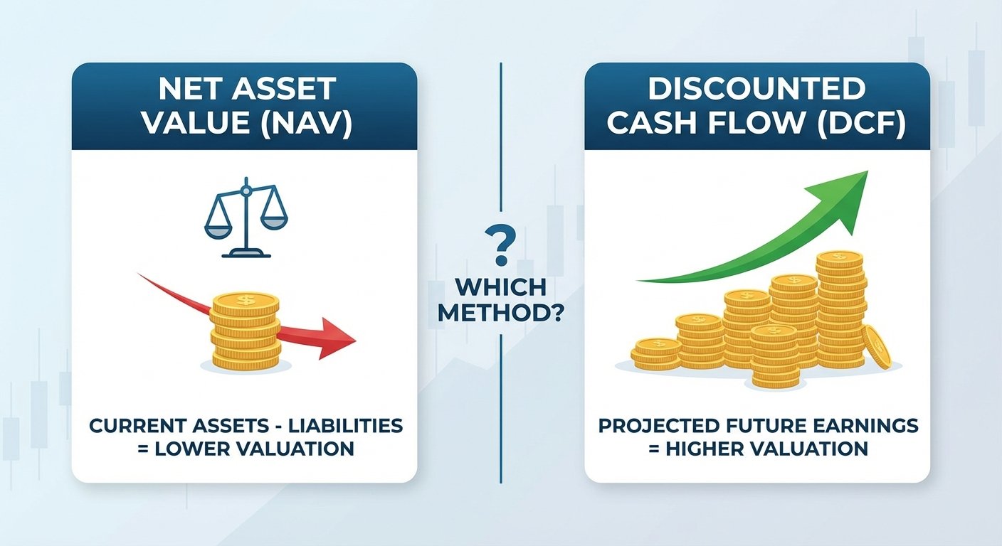 Comparison of NAV vs DCF valuation methods for startups