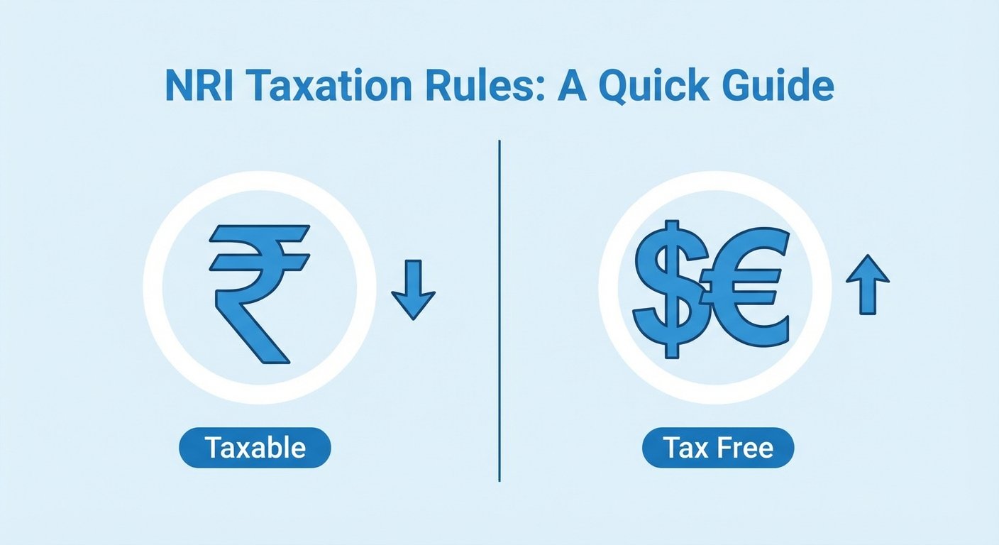 NRI Taxation India: 10 Essential Rules & 2024 Guide 1 Infographic comparing taxable Indian income vs tax-free foreign income for NRI taxation India