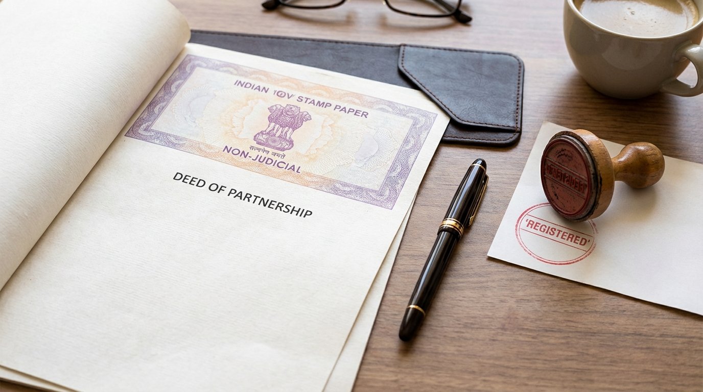 Partnership deed on stamp paper for firm registration in India