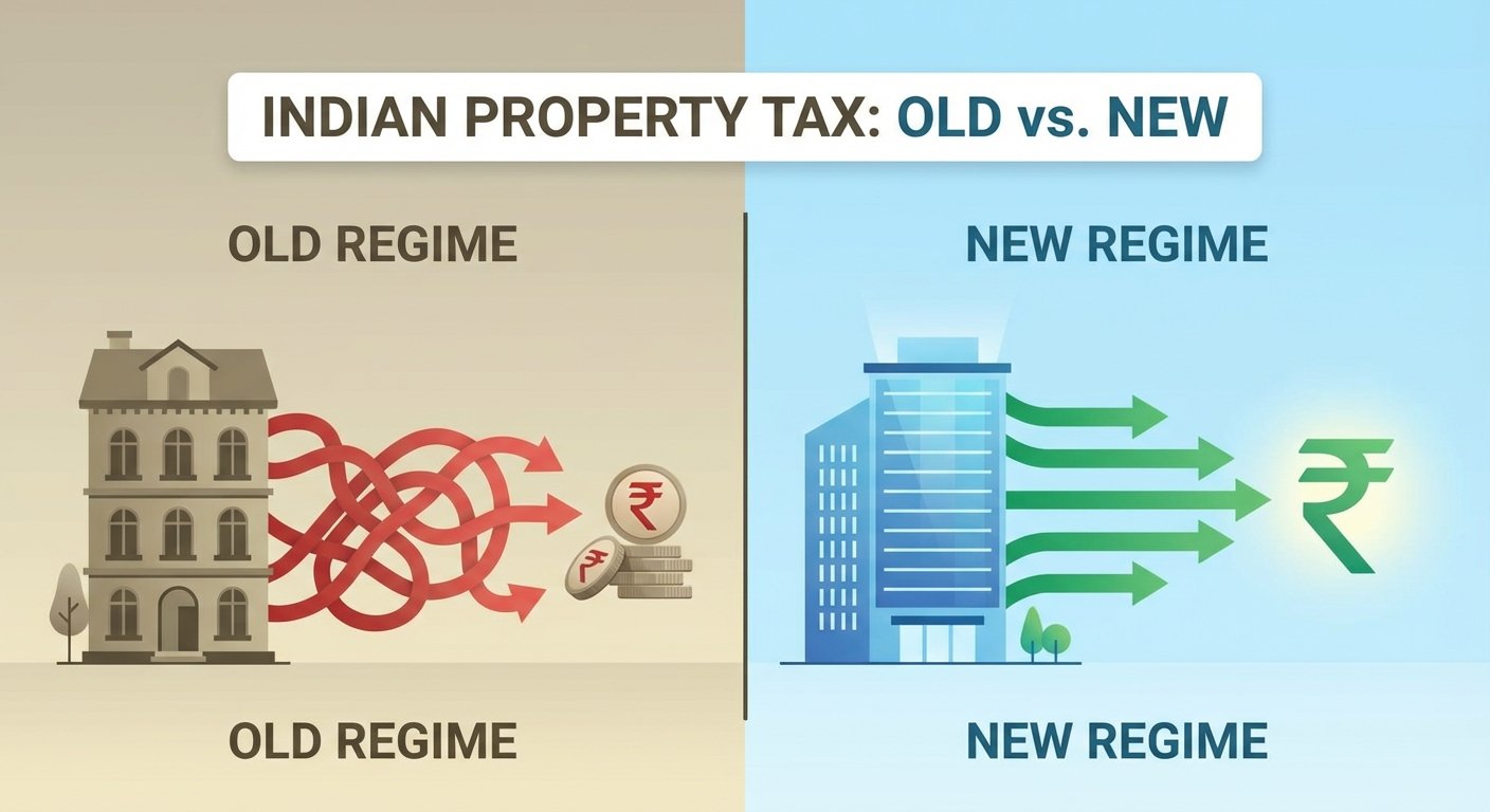 Comparison of old vs new capital gains tax India regimes for property
