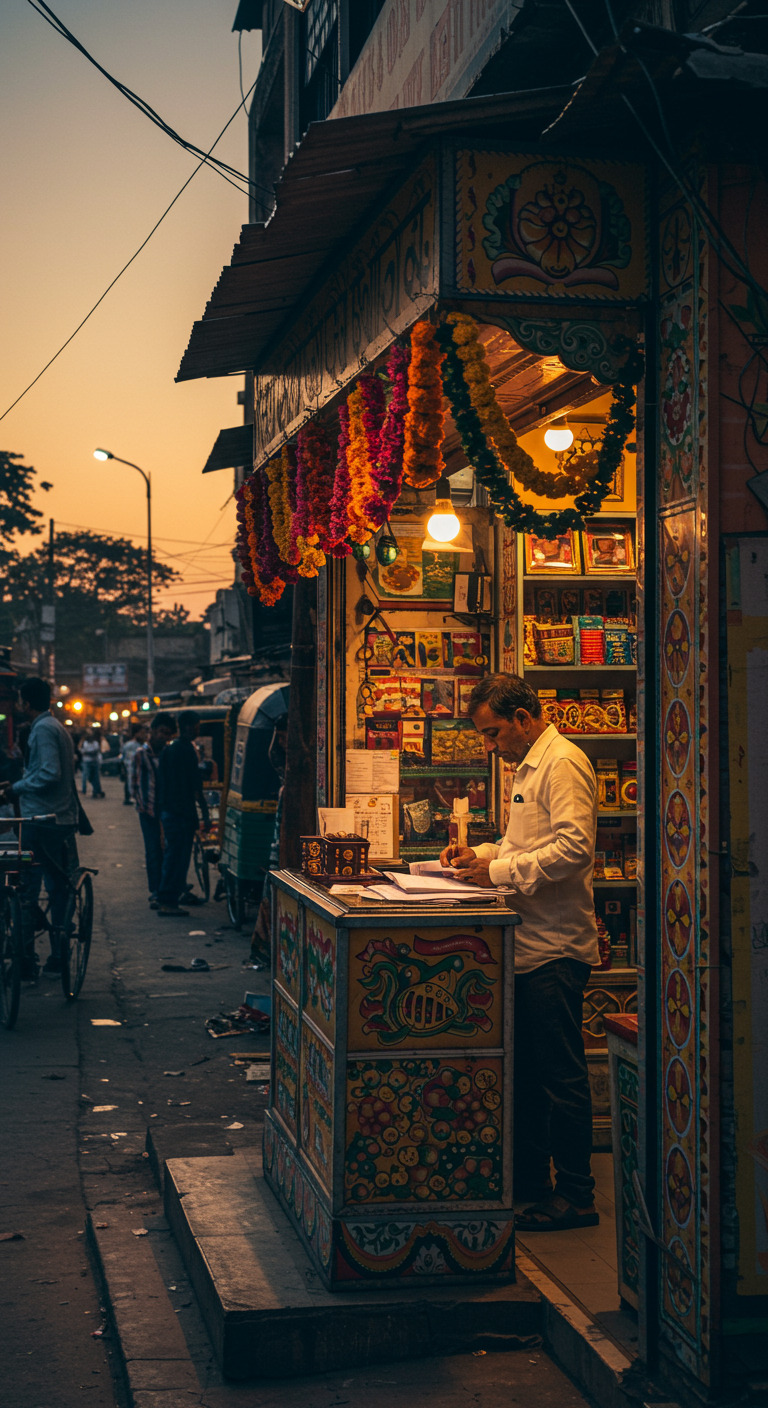 Small business owner working late, unaware of available government benefits.