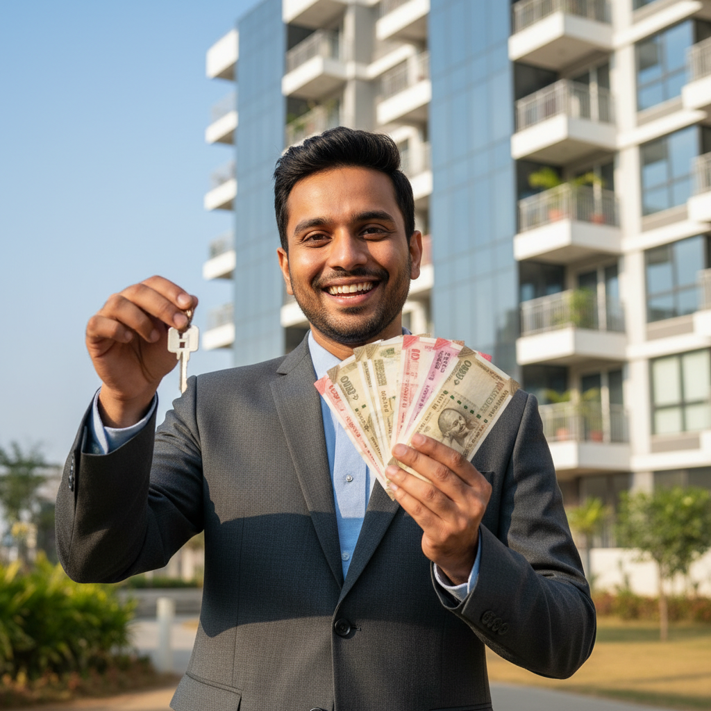 A salaried person happy about saving tax on rent expenses.