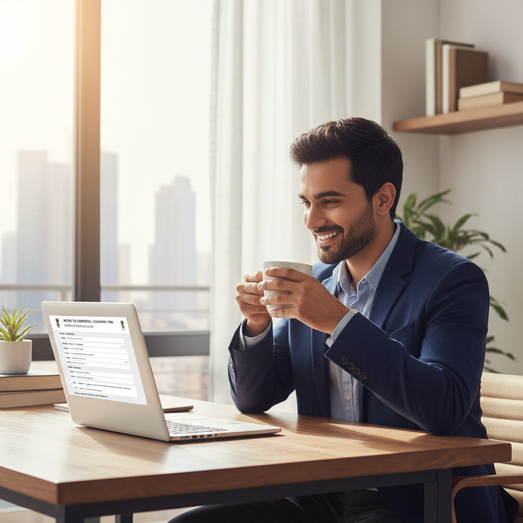 A person confidently filing their 2026 taxes online.