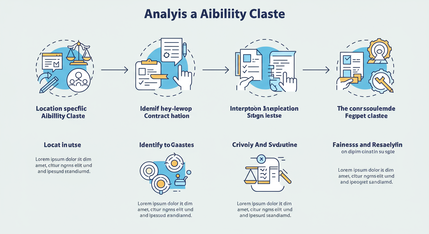 Liability Clause Location: 7 Places You're Ignoring in 2026 2 liability clause location - A clean, professional flowchart diagram illustrating the 4-step process for analyzing a liability clause, from locating the clause to assessing its fairness.