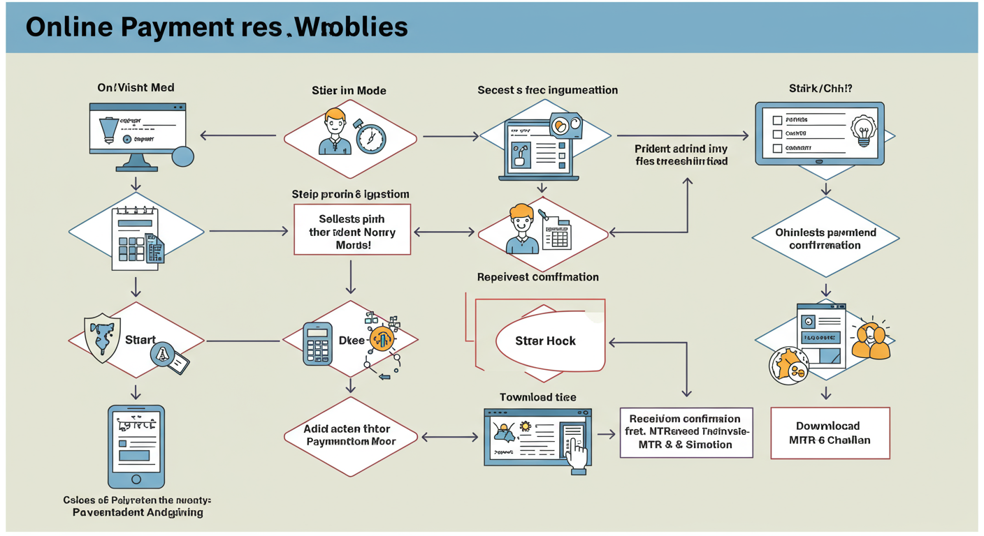 Professional Tax Payment Online Maharashtra - A step-by-step flowchart diagram illustrating the online payment process, from visiting the MGSTD website to downloading the MTR-6 challan.