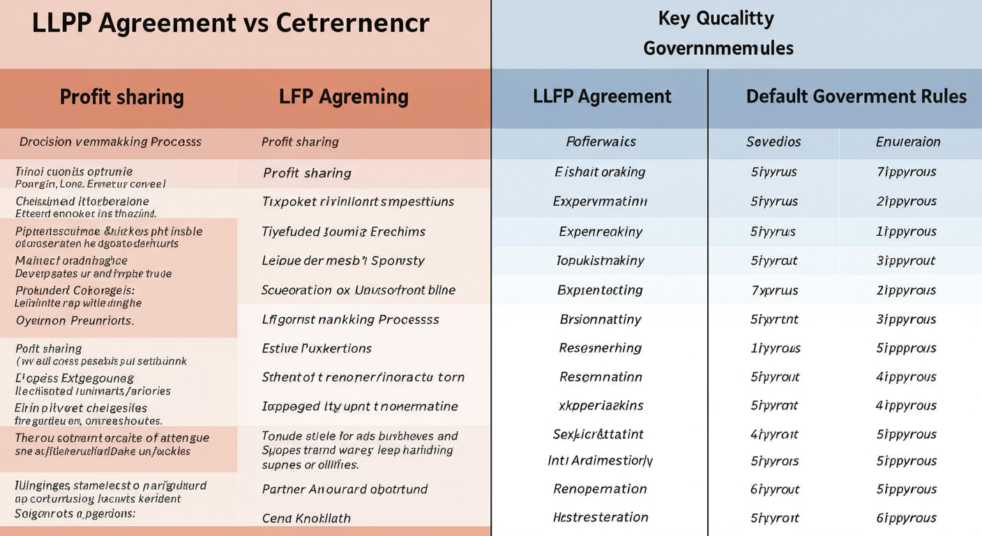 Form 3 LLP Filing in 2026: A Guide to Avoid Costly Penalties 1 Form 3 LLP filing - detailed comparison table as a high-quality graphic titled "LLP Agreement vs. Default Government Rules" showing the key differences in profit sharing, decision making, and partner remuneration.
