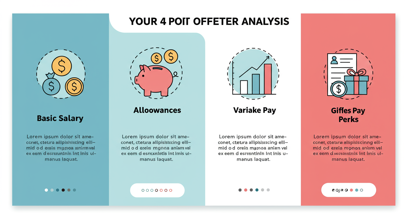 Salary Structure Explained 2026: A Guide to CTC & Take-Home Pay 3 Salary Structure - A visually appealing checklist infographic titled "Your 4-Point Offer Letter Analysis" with icons for Basic Salary, Allowances, Variable Pay, and Perks.