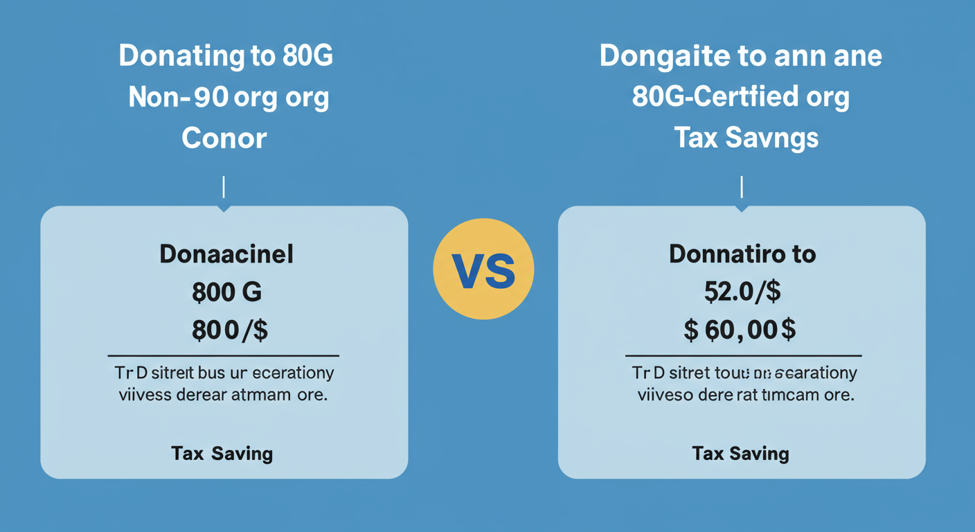 Section 8 Company Registration: The Ultimate 2026 Guide 3 Section 8 Company Registration - A simple, educational graphic comparing two scenarios: 'Donating to a non-80G org' vs 'Donating to an 80G-certified org', showing the tax savings for the donor in the second scenario.