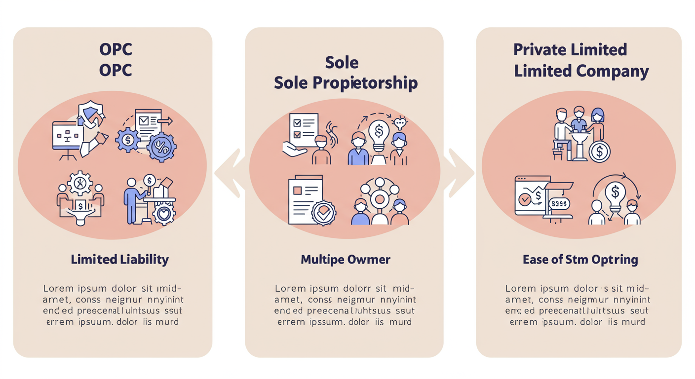 One Person Company (OPC) Registration 2026: The Ultimate Guide 1 One Person Company - A clean, professional infographic visually comparing the key features of OPC, Sole Proprietorship, and Private Limited Company, using icons for liability, ownership, and fundraising.