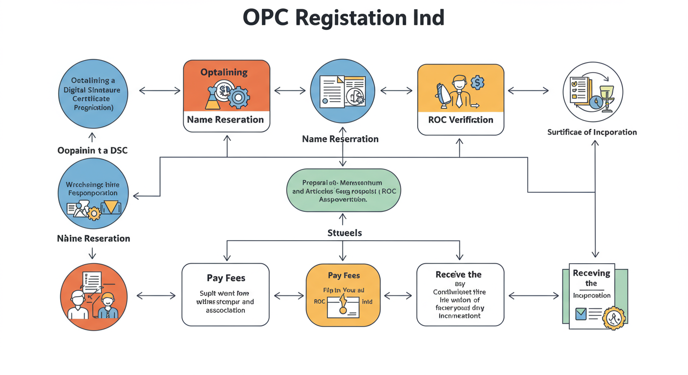 One Person Company (OPC) Registration 2026: The Ultimate Guide 2 One Person Company - A clean, minimalist flowchart diagram illustrating the 7 steps of the OPC registration process, from obtaining a DSC to receiving the Certificate of Incorporation.