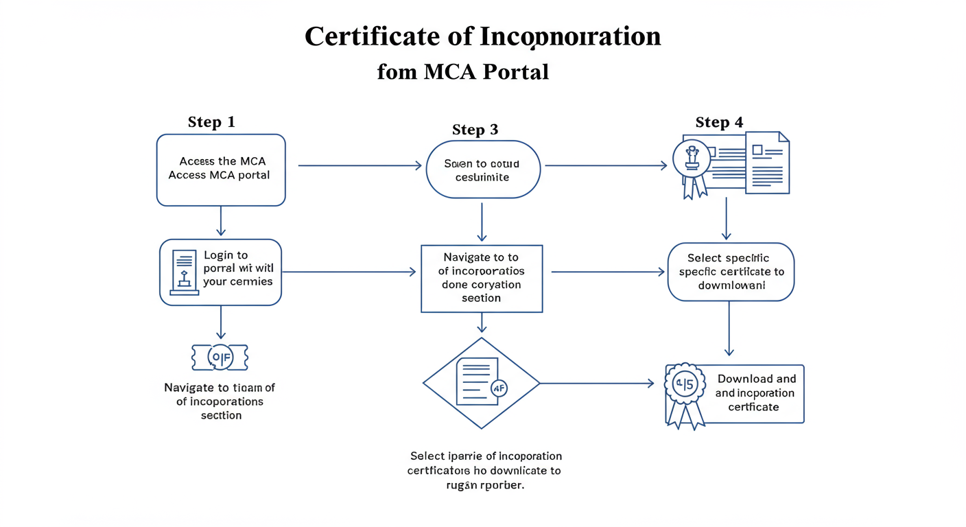 Certificate of Incorporation Download: The 2026 Expert Guide 2 Certificate of Incorporation download - A clean, minimalist flowchart diagram illustrating the 5-step process for downloading the Certificate of Incorporation from the MCA portal.