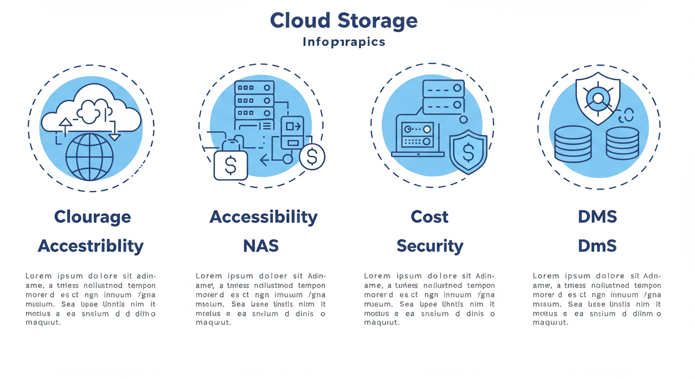 digital filing system - High-quality infographic visually comparing Cloud Storage, Local NAS, and DMS with icons for accessibility, cost, and security for each.