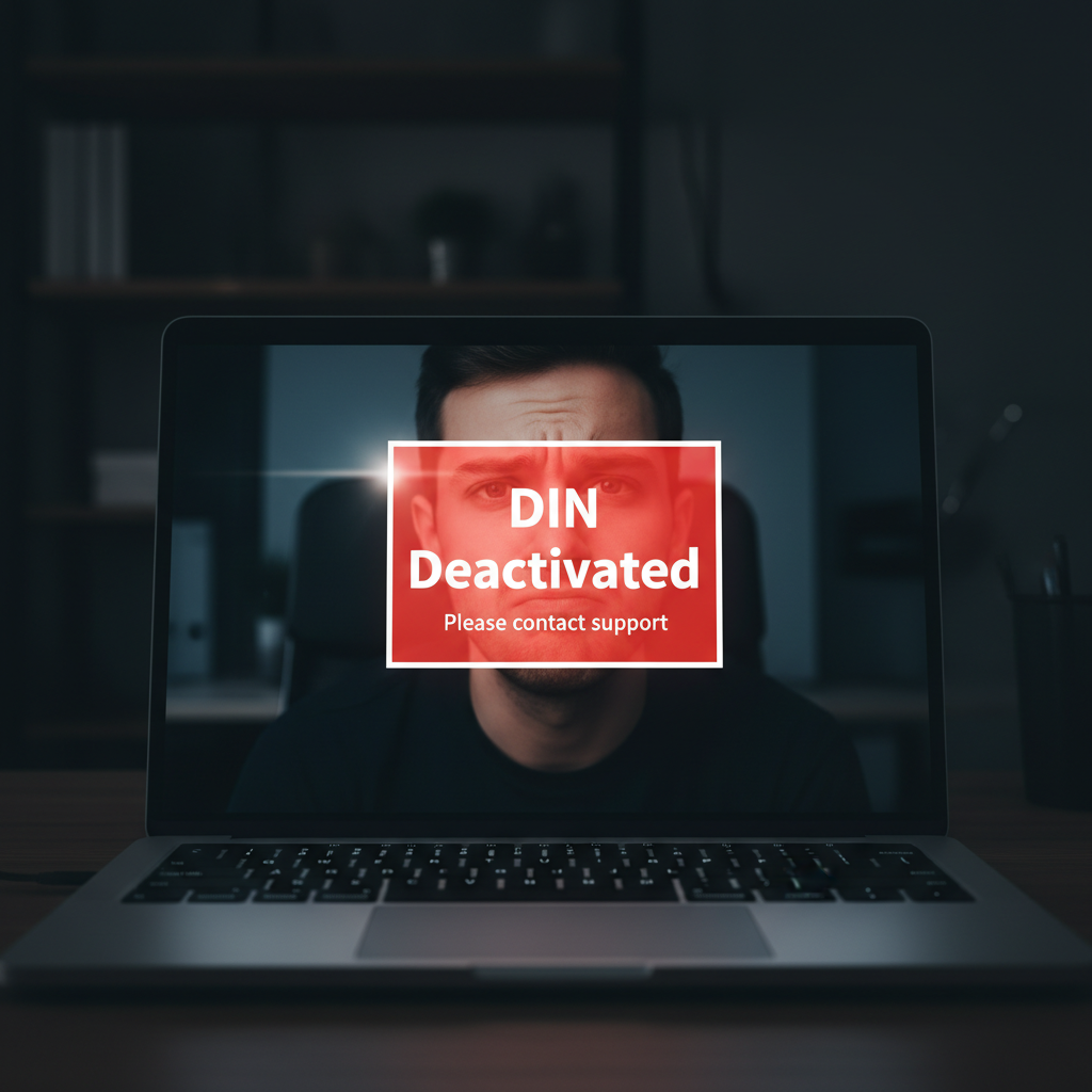 A computer screen displaying a 'DIN Deactivated' error message.