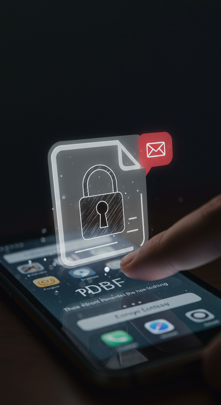 A person trying to open a locked PDF tax notice on their phone.