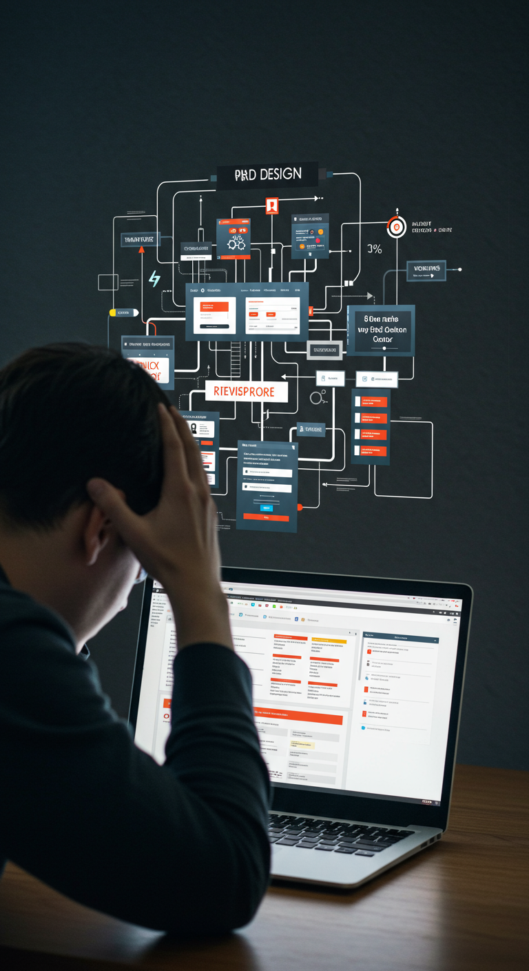 Frustrated person overwhelmed by a complex tax website on their laptop.