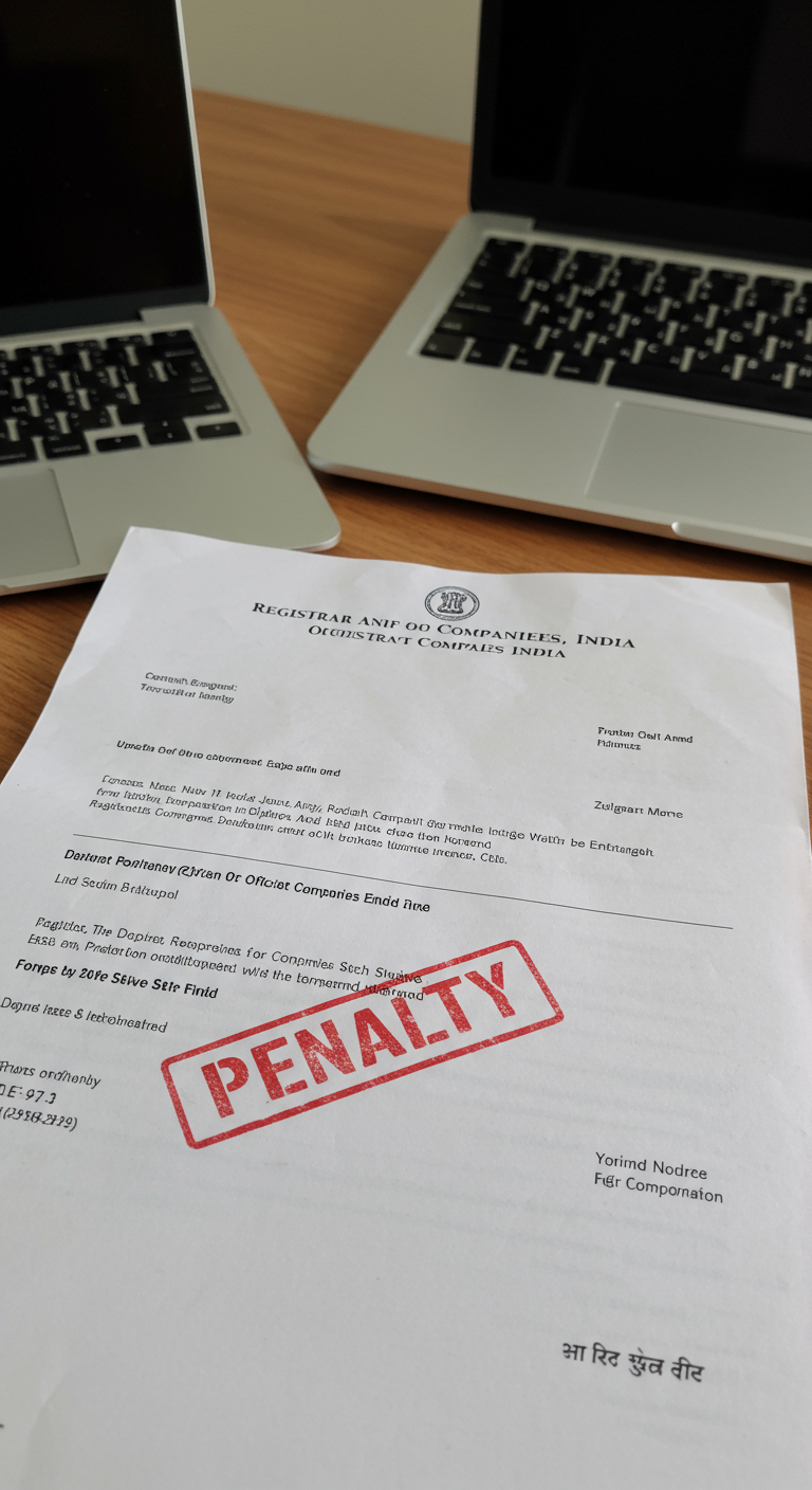 An official penalty notice from the ROC on an office desk.