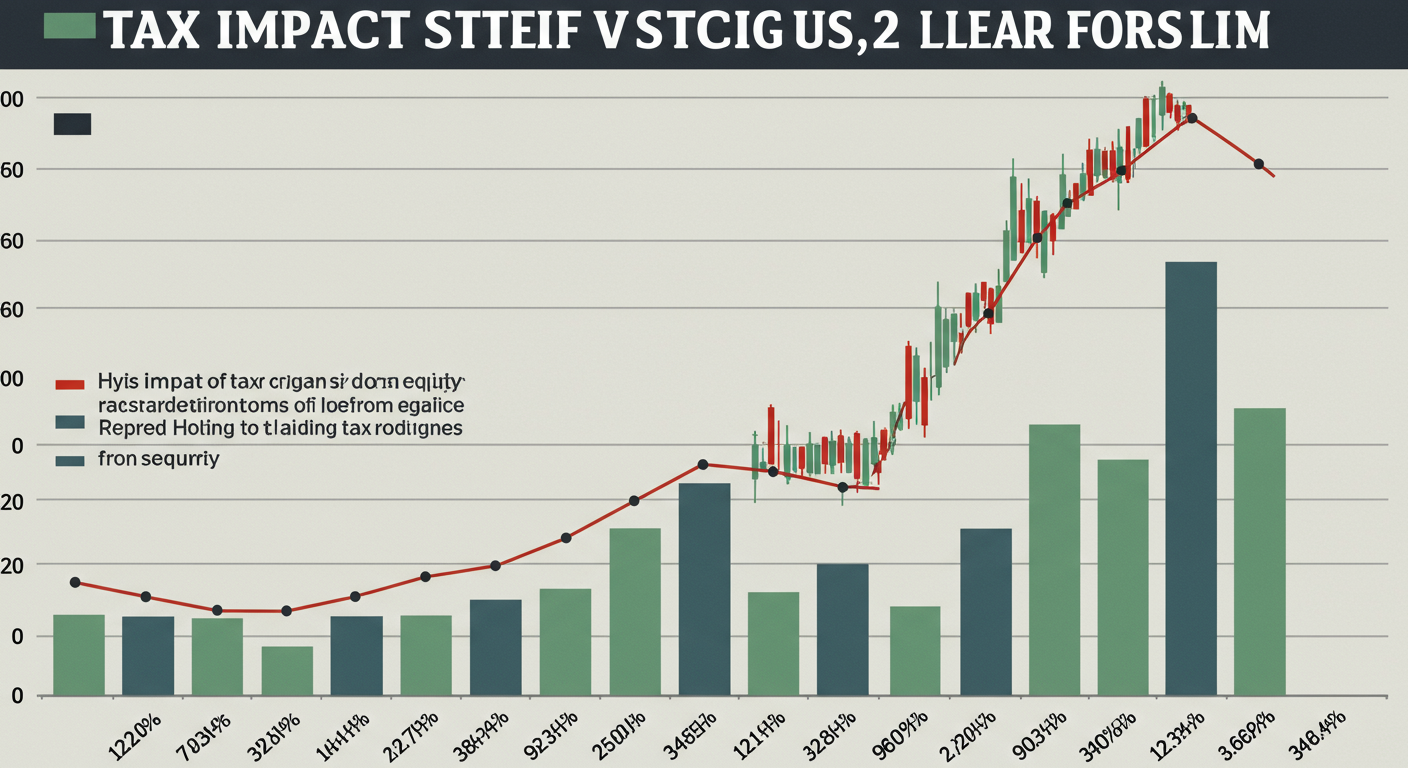 ITR-2 Form Guide - A high-quality data trend graph comparing the tax impact of STCG vs LTCG on a hypothetical ₹2 lakh gain from equity, showing the significant tax savings from long-term holding.