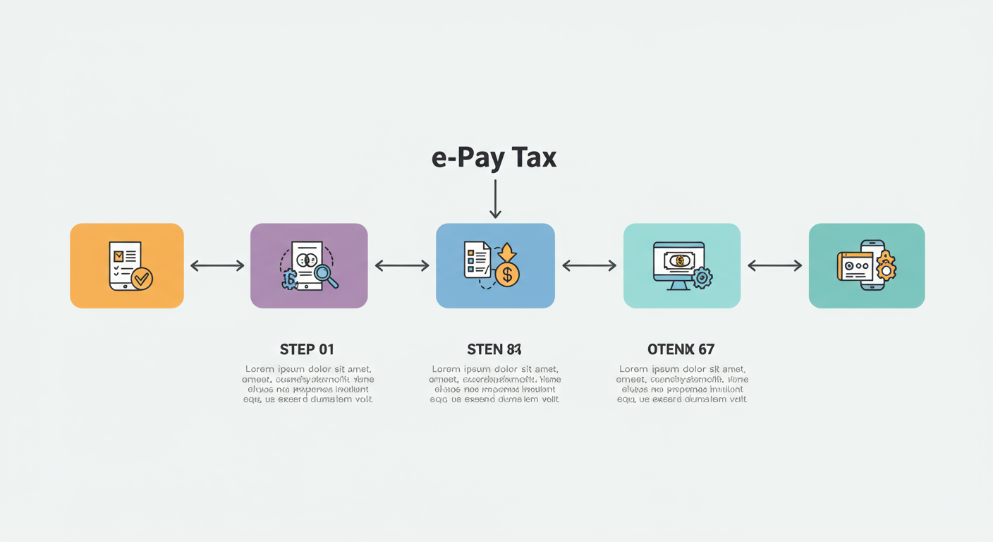 e-filing portal quick links - Clean, minimalist flowchart diagram showing the 7 steps of the 'e-Pay Tax' process. Each step is in a box with a simple icon, connected by arrows, making the workflow easy to follow.