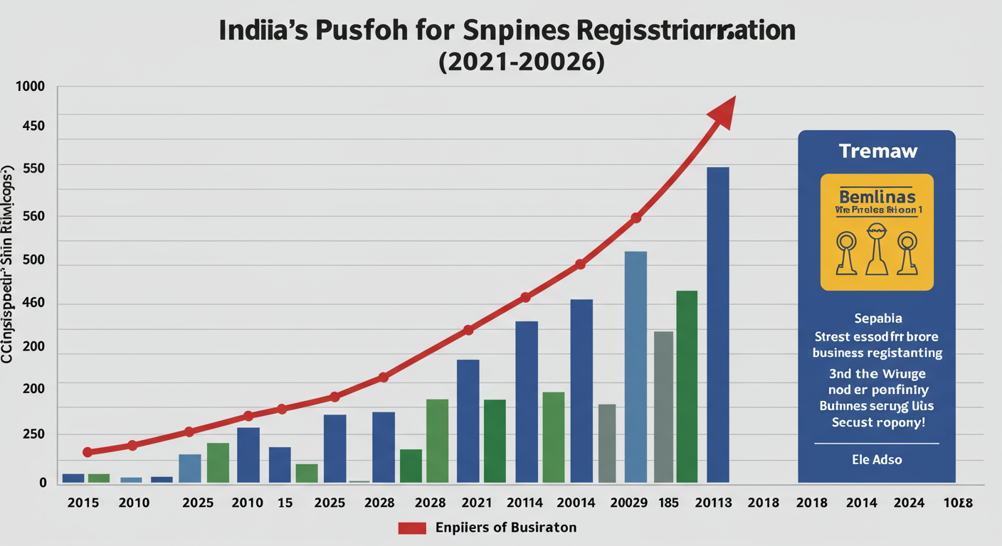 Partnership Firm Registration - A data trend graph showing the increasing ease of doing business in India over the last 5 years, with a focus on simplified registration processes. Title: 'India's Push for Simplified Business Registration (2021-2026)'.